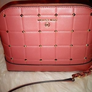 Michael Kors Pink Dome Studded Crossbody Bag